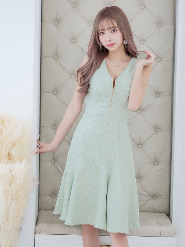 画像4: 【sifeel/シフィール】アシンメトリーフレアーワンピース/ジップアップ/ノースリーブ/背中隠し/パッド無し/ミディアムドレス/キャバドレス 【S-Lサイズ/2カラー】[OF01] 【SB】dzw