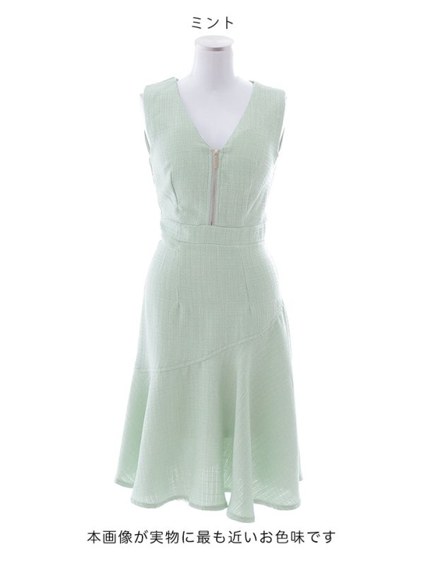 画像15: 【sifeel/シフィール】アシンメトリーフレアーワンピース/ジップアップ/ノースリーブ/背中隠し/パッド無し/ミディアムドレス/キャバドレス 【S-Lサイズ/2カラー】[OF01] 【SB】dzw