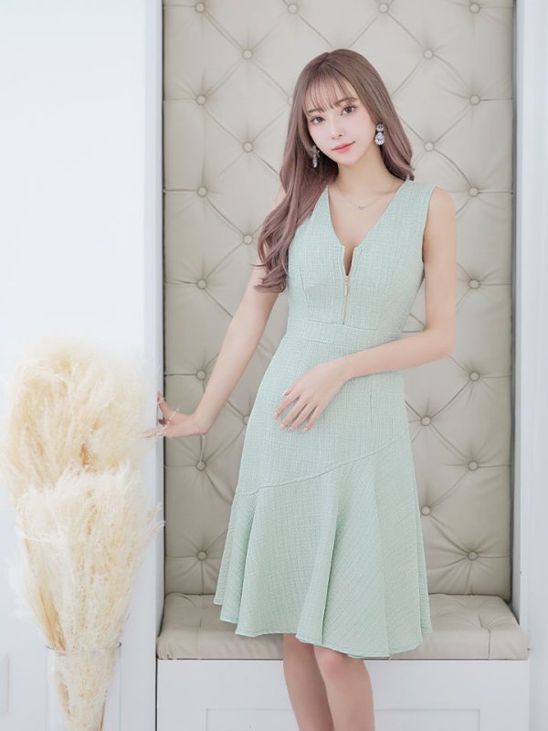 画像9: 【sifeel/シフィール】アシンメトリーフレアーワンピース/ジップアップ/ノースリーブ/背中隠し/パッド無し/ミディアムドレス/キャバドレス 【S-Lサイズ/2カラー】[OF01] 【SB】dzw