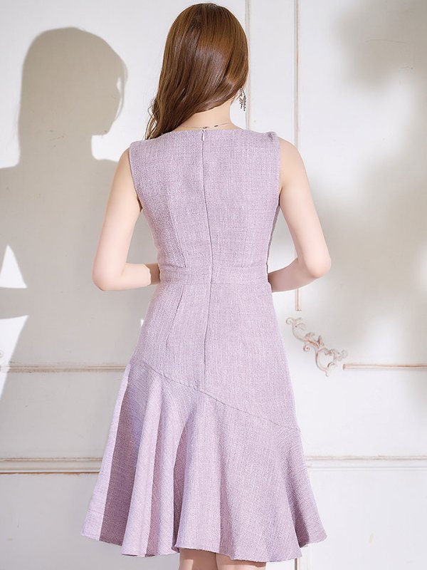 画像7: 【sifeel/シフィール】アシンメトリーフレアーワンピース/ジップアップ/ノースリーブ/背中隠し/パッド無し/ミディアムドレス/キャバドレス 【S-Lサイズ/2カラー】[OF01] 【SB】dzw