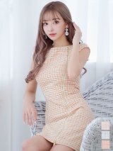 SALE!ジッパー付きツイードワンピースドレス/パッド無し/ノースリーブ/タイト/谷間隠し/背中隠し/ミニドレス/キャバドレス 【S-Lサイズ/3カラー】[OF04-X]【SB】dzw