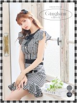 SALE!ツイードチェックドレス/セットアップ/フリル/パールボタン/マーメイドスカート/胸元隠し/背中隠し/ミニドレス/キャバドレス【S-Mサイズ/2カラー】[OF04-X]【SB】dzw