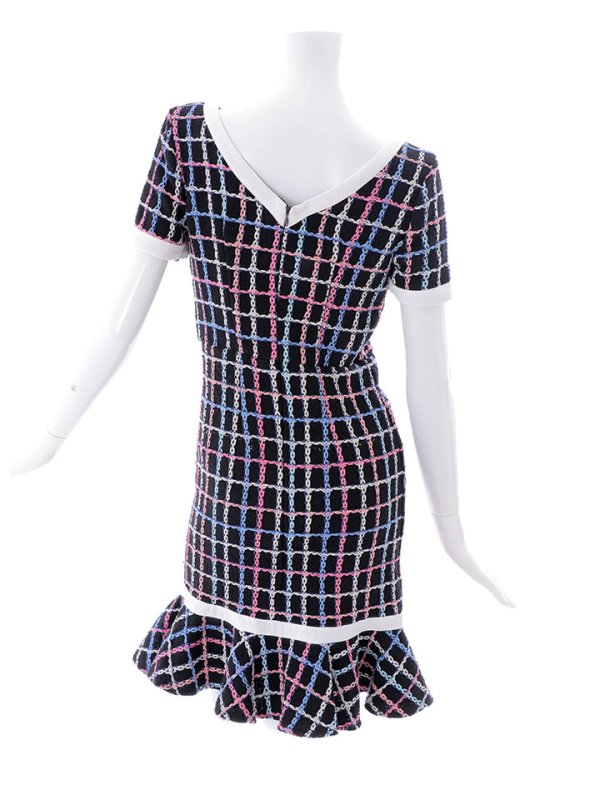 画像18: SALE!チェックワンピースドレス/ツイード/ショートスリーブ/マーメイドスカート/谷間見せ/ミニドレス/キャバドレス/パッド無し【S-Lサイズ/2カラー】[HC02-X] 【SB】dzw