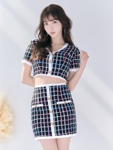 SALE!チェック柄セットアップツイードドレス/胸元隠し/背中隠し/キャバドレス/ミニドレス【S-Mサイズ/3カラー[OF04-X] 【SB】dzw