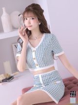 SALE!チェック柄ツイードセットアップドレス/胸元隠し/背中隠し/キャバドレス/ミニドレス【S-Mサイズ/3カラー】[OF04-X] 【SB】dzw