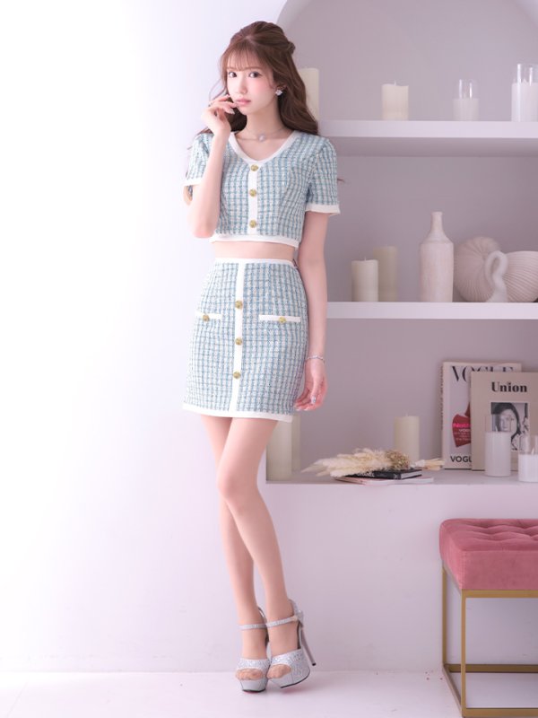 画像3: SALE!チェック柄ツイードセットアップドレス/胸元隠し/背中隠し/キャバドレス/ミニドレス【S-Mサイズ/3カラー】[HC02-X] 【SB】dzw