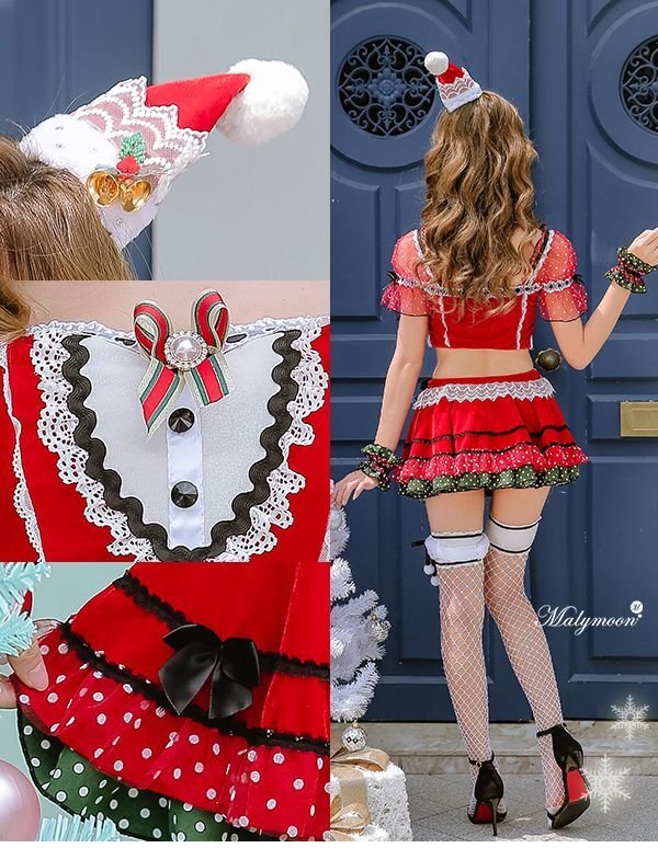 画像10: 【即日発送】【クリスマスコスプレ7点セット】【Malymoon/マリームーン】パフスリーブサンタクロース[OF03]