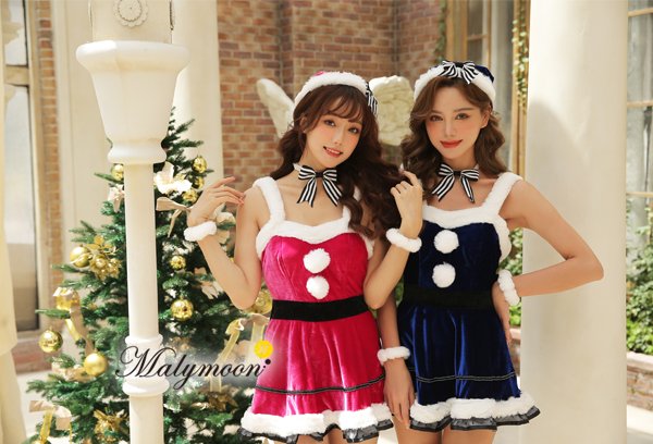 画像8: 【即日発送】【クリスマスコスプレ6点セット】【Malymoon/マリームーン】ワンピースサンタ2カラー【フリーサイズ/2カラー】[YMT]