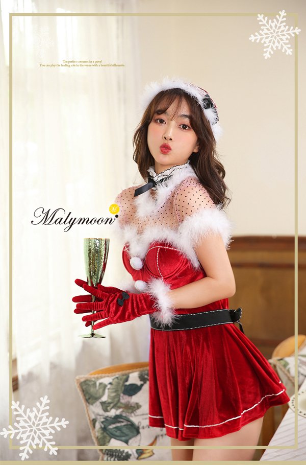 画像8: 【即日発送】【クリスマスコスプレ7点セット】【Malymoon/マリームーン】ドットレースサンタ【フリーサイズ/1カラー】[OF03]