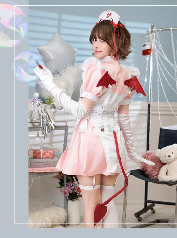 画像6: 【即日発送】デビルハーネスナース【マリームーン】【ハロウィンコスプレ9点セット】【フリーサイズ/2カラー】[HC03]