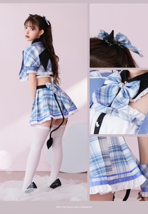 画像7: 【即日発送】チェックデビル制服コスチューム【マリームーン】【ハロウィンコスプレ10点セット】【フリーサイズ/2カラー】[HC03]