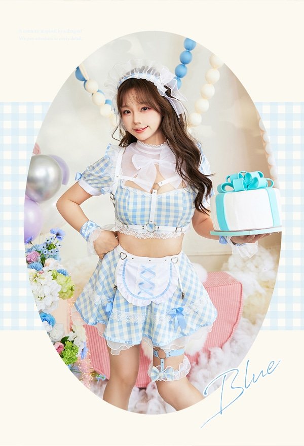 画像8: 【即日発送】ハーネスポップギンガムチェックメイド【マリームーン】【ハロウィンコスプレ8点セット】【フリーサイズ/3カラー】[OF04]