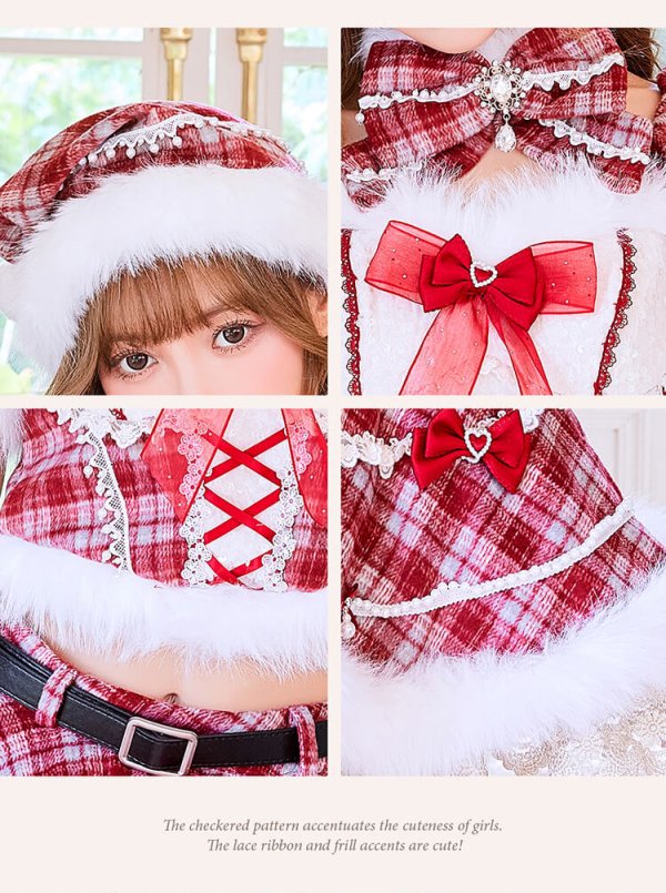 画像8: 【クリスマスコスプレ10点セット】【Malymoon/マリームーン】レディチェックリュバンサンタ【2サイズ/1カラー】【予約/12月上旬発送予定】[HC03]