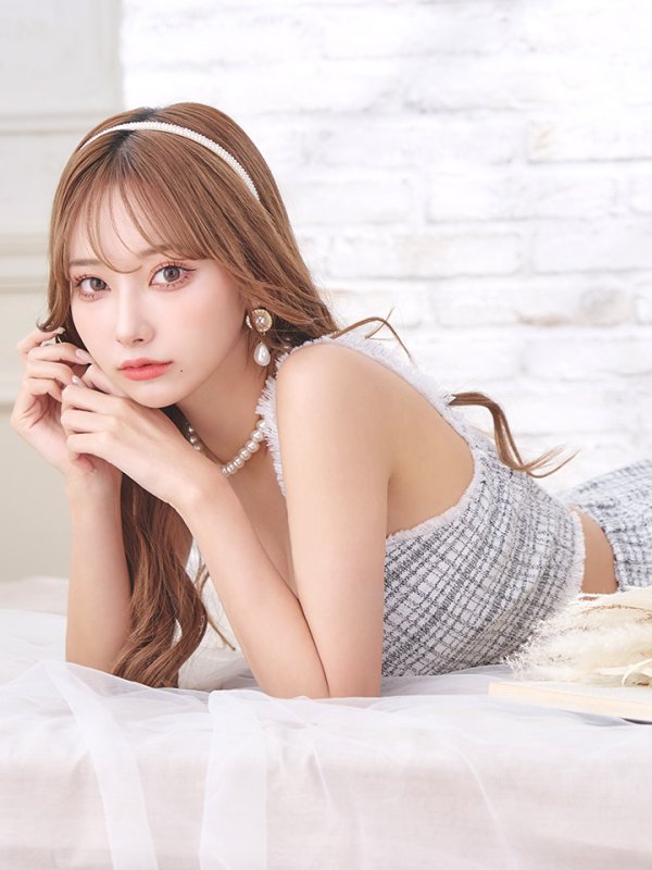 画像12: SALE!マーメイドツイードドレス/2ピース/セットアップ/チェック柄/パールボタン/谷間見せ/背中見せ/ミニドレス/キャバドレス【XS-Mサイズ/2カラー】[HC02-X] 【SB】dzw