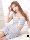SALE!マーメイドツイードドレス/2ピース/セットアップ/チェック柄/パールボタン/谷間見せ/背中見せ/ミニドレス/キャバドレス【XS-Mサイズ/2カラー】[OF04-X] 【SB】dzw
