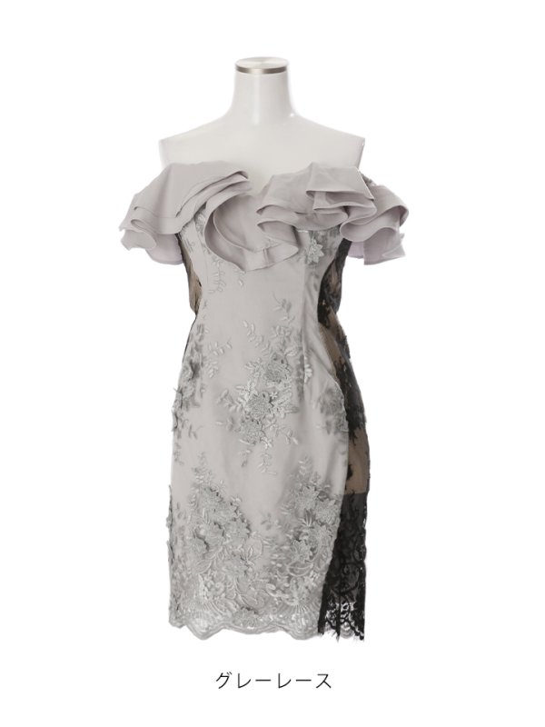 画像7: SALE!サイドブラックシアードレス/オフショルダー/フリル/レース/キャバドレス/ミニドレス【S-Lサイズ/カラー】[OF01-X]【SB】