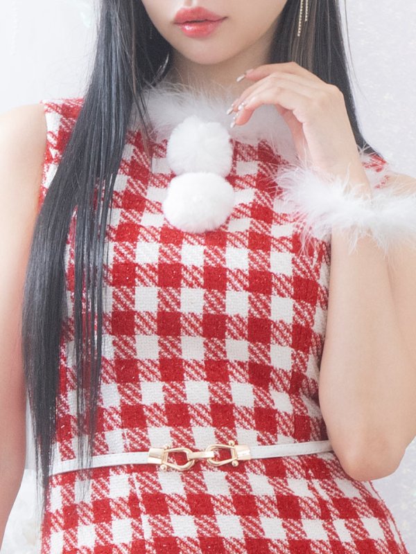 画像7: 【サンタコス 5点セット】【XS-XLサイズ/2カラー】ギンガムチェックタイトワンピースサンタコスプレ[YMT]