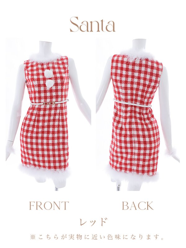 画像19: 【サンタコス 5点セット】【XS-XLサイズ/2カラー】ギンガムチェック タイトワンピースサンタコスプレ[YMT]