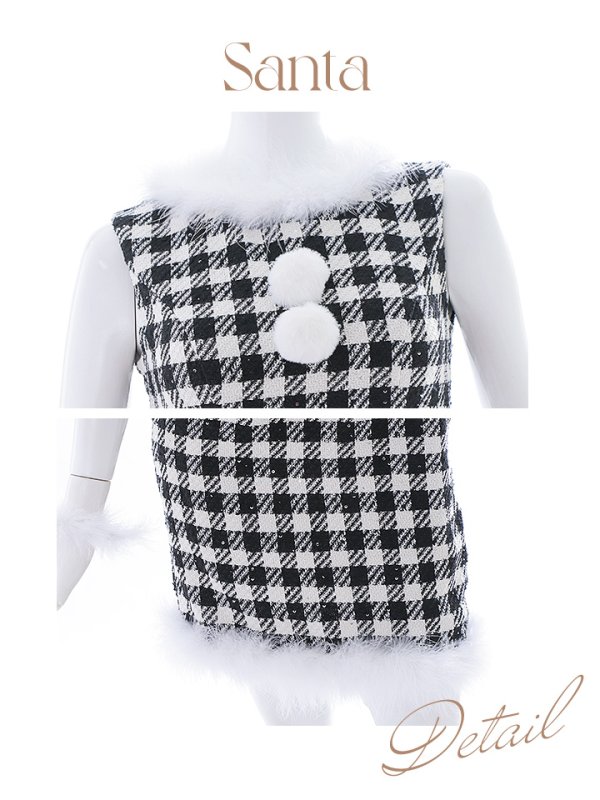 画像26: 【サンタコス 5点セット】【XS-XLサイズ/2カラー】ギンガムチェック タイトワンピースサンタコスプレ[YMT]