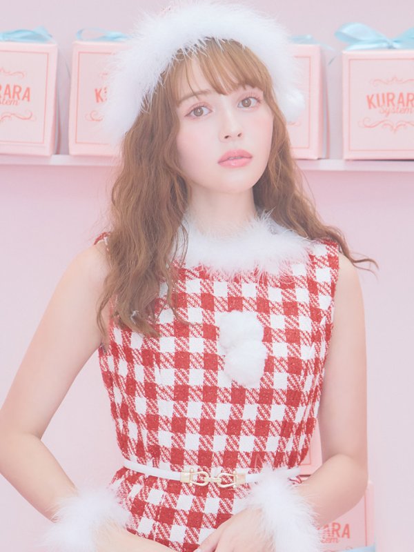 画像19: 【サンタコス 5点セット】ギンガムチェック タイトワンピースサンタコスプレ【XS-XLサイズ/2カラー】[YMT]