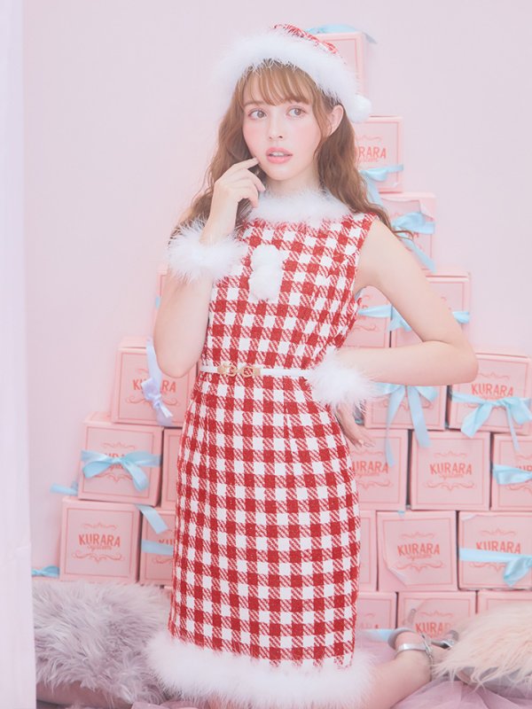 画像12: 【サンタコス 5点セット】ギンガムチェック タイトワンピースサンタコスプレ【XS-XLサイズ/2カラー】[YMT]