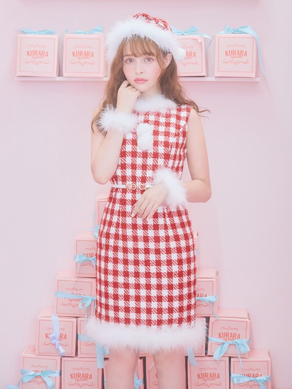 画像14: 【サンタコス 5点セット】ギンガムチェック タイトワンピースサンタコスプレ【XS-XLサイズ/2カラー】[YMT]