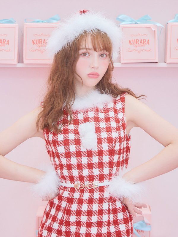 画像17: 【サンタコス 5点セット】ギンガムチェック タイトワンピースサンタコスプレ【XS-XLサイズ/2カラー】[YMT]