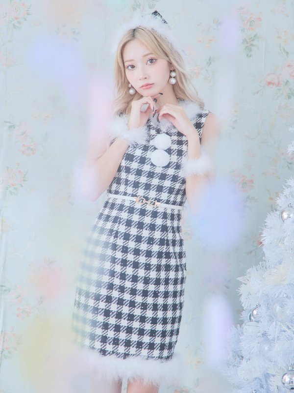 画像7: 【サンタコス 5点セット】【XS-XLサイズ/2カラー】ギンガムチェック タイトワンピースサンタコスプレ[YMT]