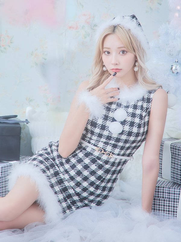 画像17: 【サンタコス 5点セット】【XS-XLサイズ/2カラー】ギンガムチェック タイトワンピースサンタコスプレ[YMT]