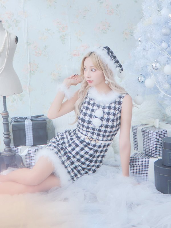 画像16: 【サンタコス 5点セット】【XS-XLサイズ/2カラー】ギンガムチェック タイトワンピースサンタコスプレ[YMT]