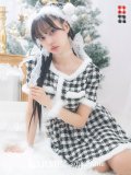 【即日発送！】【sugar nine サンタコス 5点セット】【XS-Lサイズ/2カラー】ギンガムチェック セットアップフレアサンタコスプレ[YMT]