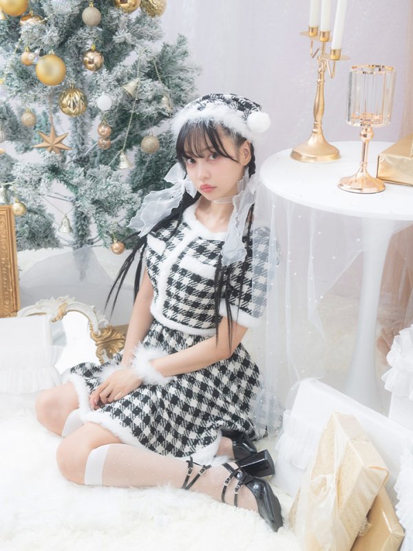 画像6: 【即日発送！】【sugar nine サンタコス 5点セット】【XS-Lサイズ/2カラー】ギンガムチェック セットアップフレアサンタコスプレ[YMT]