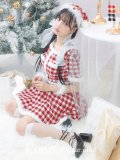 【即日発送！】【sugar nine サンタコス 5点セット】【XS-Lサイズ/2カラー】ギンガムチェック セットアップフレアサンタコスプレ[YMT]