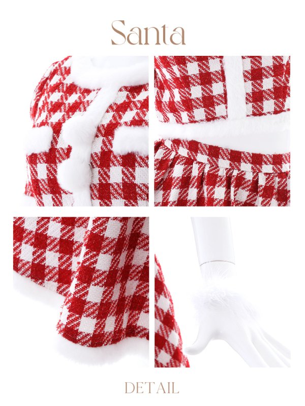 画像35: 【即日発送！】【sugar nine サンタコス 5点セット】【XS-XLサイズ/2カラー】ギンガムチェック セットアップフレアサンタコスプレ[YMT]