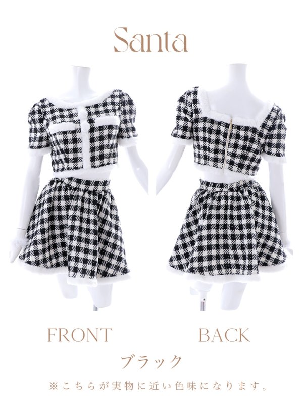 画像29: 【即日発送！】【sugar nine サンタコス 5点セット】【XS-XLサイズ/2カラー】ギンガムチェック セットアップフレアサンタコスプレ[YMT]
