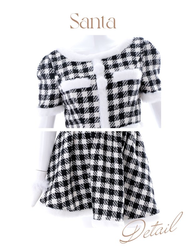画像30: 【即日発送！】【sugar nine サンタコス 5点セット】【XS-XLサイズ/2カラー】ギンガムチェック セットアップフレアサンタコスプレ[YMT]