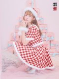【即日発送！】【サンタコス 5点セット】【XS-Lサイズ/2カラー】ギンガムチェック セットアップフレアコスプレ[YMT]