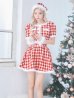 画像7: 【即日発送！】【サンタコス 5点セット】【XS-Lサイズ/2カラー】ギンガムチェック セットアップフレアサンタコスプレ[YMT]