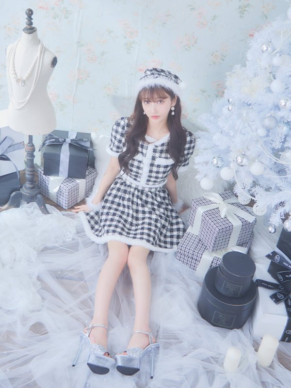 画像15: 【即日発送！】【sugar nine サンタコス 5点セット】【XS-Lサイズ/2カラー】ギンガムチェック セットアップフレアサンタコスプレ[YMT]