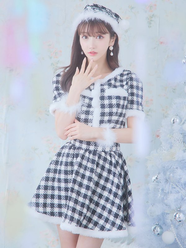 画像7: 【即日発送！】【sugar nine サンタコス 5点セット】【XS-Lサイズ/2カラー】ギンガムチェック セットアップフレアサンタコスプレ[YMT]