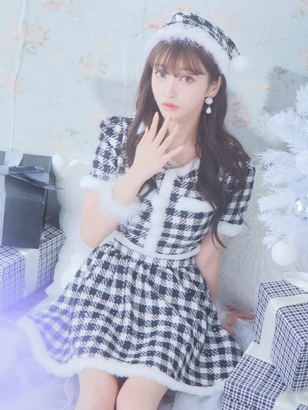 画像16: 【即日発送！】【sugar nine サンタコス 5点セット】【XS-Lサイズ/2カラー】ギンガムチェック セットアップフレアサンタコスプレ[YMT]