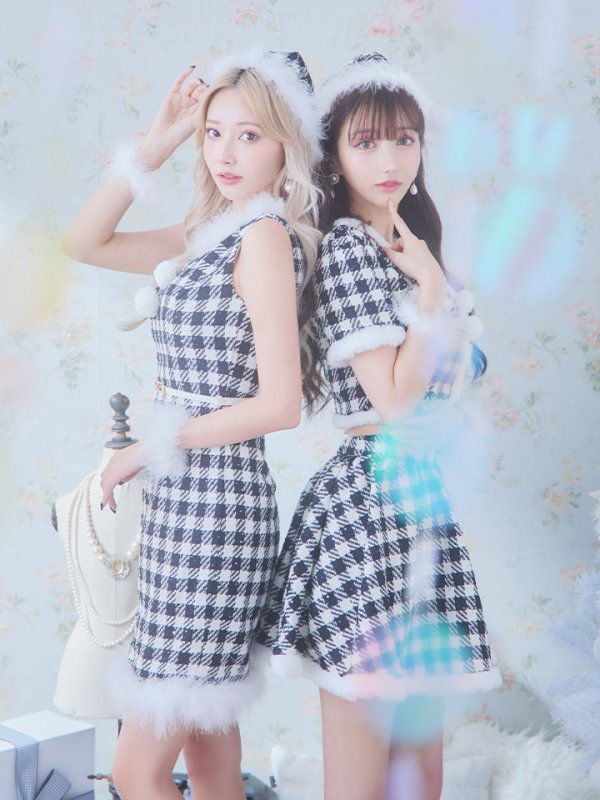 画像6: 【即日発送！】【sugar nine サンタコス 5点セット】【XS-XLサイズ/2カラー】ギンガムチェック セットアップフレアサンタコスプレ[YMT]