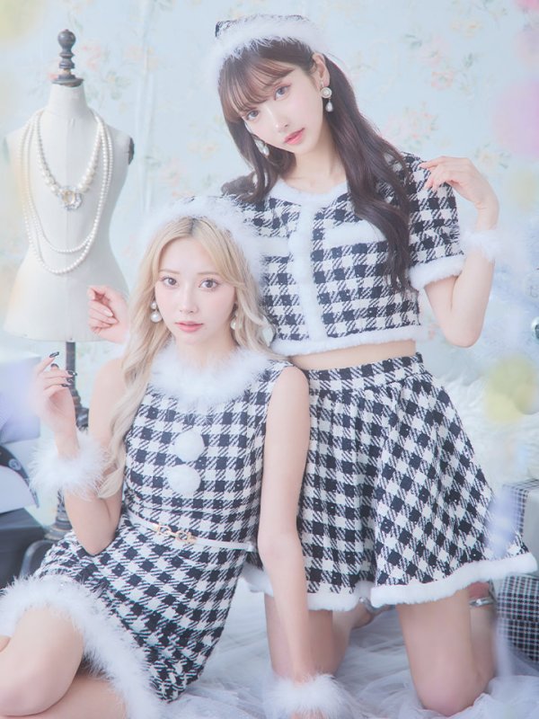 画像7: 【即日発送！】【sugar nine サンタコス 5点セット】【XS-XLサイズ/2カラー】ギンガムチェック セットアップフレアサンタコスプレ[YMT]