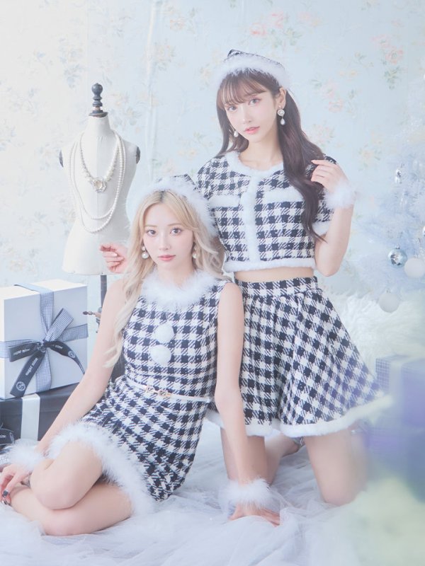 画像9: 【即日発送！】【sugar nine サンタコス 5点セット】【XS-XLサイズ/2カラー】ギンガムチェック セットアップフレアサンタコスプレ[YMT]