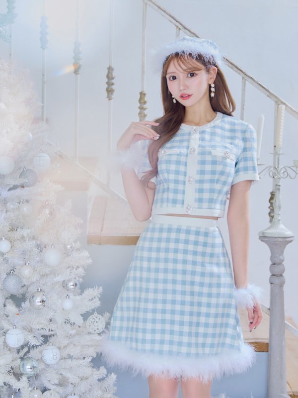 画像11: 【即日発送！】【サンタコス 4点セット】【S-Mサイズ/1カラー】ギンガムチェックフレアサンタコスプレ[YMT]