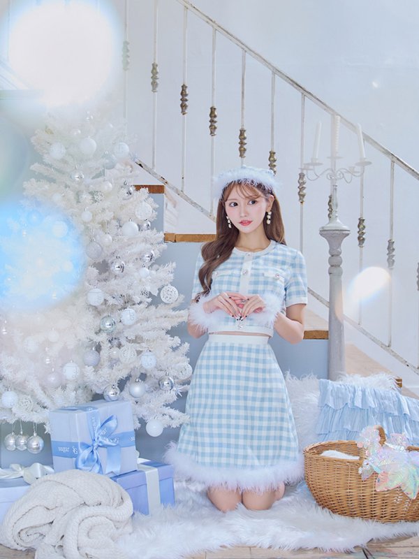 画像13: 【即日発送！】【サンタコス 4点セット】【S-Mサイズ/1カラー】ギンガムチェックフレアサンタコスプレ[YMT]