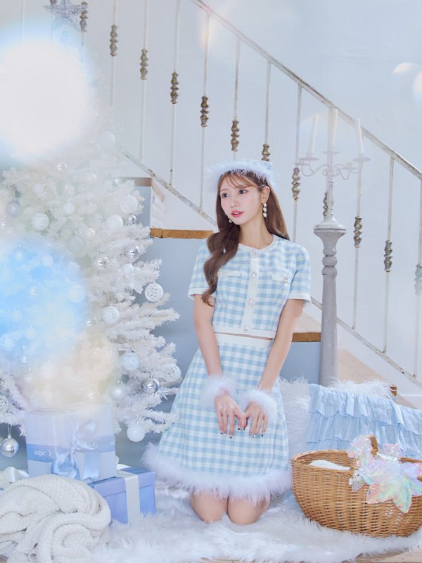 画像14: 【即日発送！】【サンタコス 4点セット】【S-Mサイズ/1カラー】ギンガムチェックフレアサンタコスプレ[YMT]