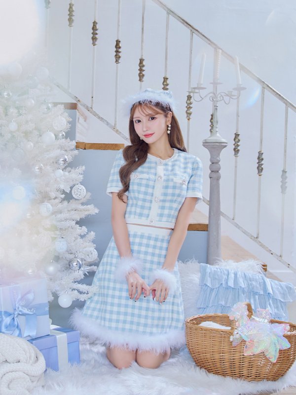 画像15: 【即日発送！】【サンタコス 4点セット】【S-Mサイズ/1カラー】ギンガムチェックフレアサンタコスプレ[YMT]