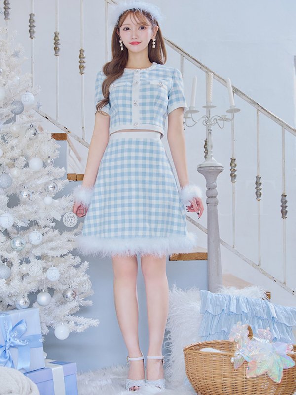 画像4: 【即日発送！】【サンタコス 4点セット】【S-Mサイズ/1カラー】ギンガムチェックフレアサンタコスプレ[YMT]