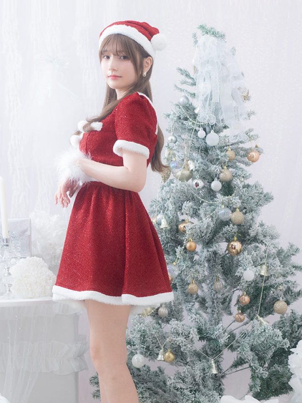 画像10: 【即日発送！】【サンタコス 5点セット】【XS-Lサイズ/2カラー】ラメツイードセットアップサンタ[YMT]